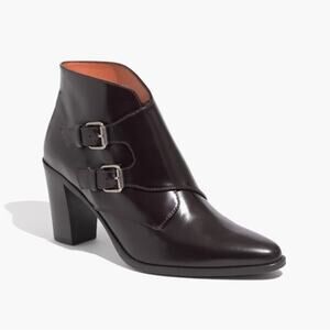 Madewell Milo monk strap heeled boots bootie oxblood burgundy leather fall 8